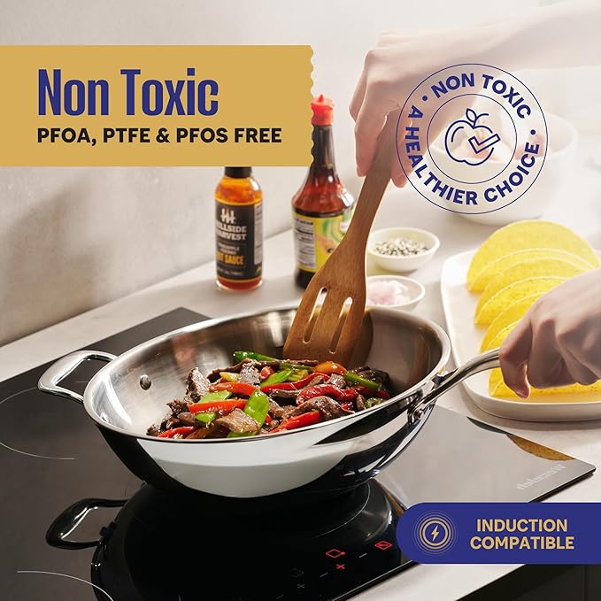 LEGEND COOKWARE Stainless Steel Cookware Set (3-Piece Wok Set)