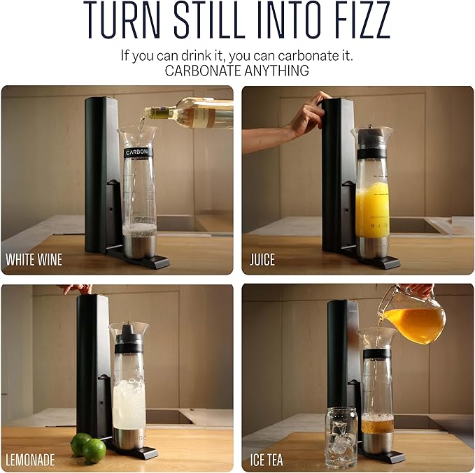 The Carbon8 Pulse Soda Maker Machine, Premium OmniFizz Sparkling Water Maker, Seltzer & More, Soda Stream Machine for Home, Water Carbonator, Fizz Infuser (CO2 Cylinder Not Included), Black