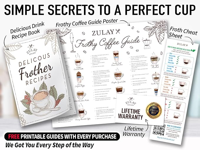 Zulay Kitchen Milk Frother Handheld Electric Whisk with AA Duracell Batteries – Durable Drink Mixer for Coffee, Lattes, Cappuccinos & More - Mimosa