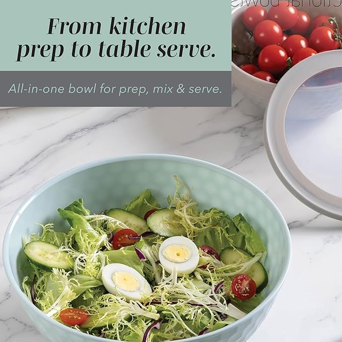 COOK WITH COLOR Mixing Bowls with Lids - 12 Piece Plastic Nesting Bowls Set includes 6 Prep Bowls and 6 Lids, Non Slip Bottom and Embossed Design - Microwave Safe (Mint)