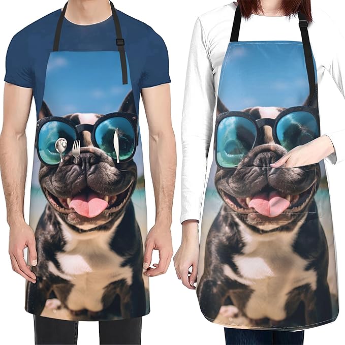 Funny Animal Apron with 2 Pockets Waterproof for Men Women Kitchen Garden Decor