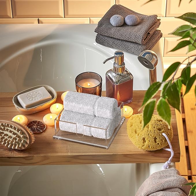 Napkin Holder for Table, Acrylic Napkin Paper Towel Holder for Kitchen, Clear Acrylic Guest Towel Holder Tray for Bathroom, Cocktail Napkin Holder for Dinner (Square Clear 7'')