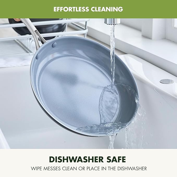 GreenPan 17 Piece Nonstick Swift Cookware Set, Ceramic PFAS-Free Pots & Pans with Lids, Dishwasher & Oven/Broiler Safe to 600F, Kitchen Cooking Set, Sauce, Saute, Stock, Griddle, Frying Pans, Gray