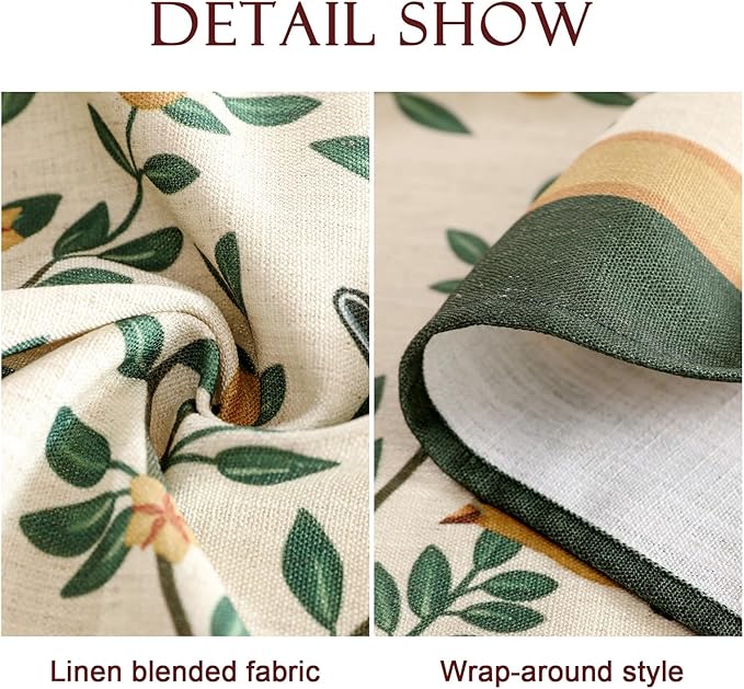 patdrea Designer Floral Linen Table Cloth Durable Breathable Tabletop Cover Dacorative Kitchen Dining Tablecloth for Round Tables for Kitchen Dining Parties,Holiday Christmas,Diameter 67"