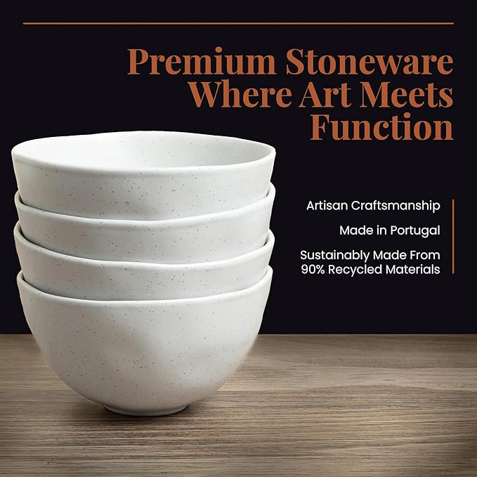 Trasa Home Eco-Friendly High Fired Artisan Stoneware Dinnerware 16 piece set, 4 place settings (Millstone)