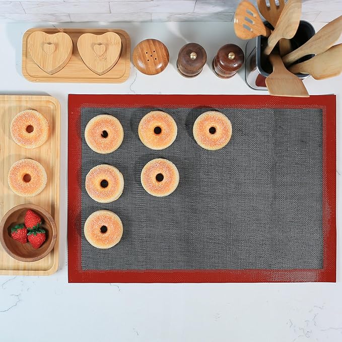 Perforated Silicone Baking Mat for Two-Thirds Size Pan, Non-Stick Eclair Baking Mat for 15x21 Big Sheet, Reusable Cookie Sheet Liner for Two Thirds Sheet Pans for Sugar Cookies 1 PCS