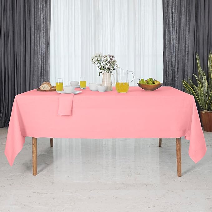 D'Moksha Homes Linen Square Tablecloth 60 x 60 Inch - 100% Pure Linen Dusty Pink Table Throw for Square Tables - Machine Washable Cloth Tablecloth for Fall, Autumn and Halloween