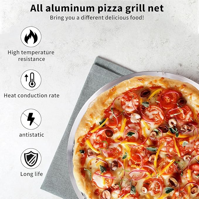 8 Pcs 12 Inch Pizza Pan with Holes Aluminum Mesh Pizza Screen Seamless Round Mesh Pizza Tray for Oven Nonstick Baking Pizza Sheet for Home Kitchen Bakery Restaurant BBQ Party Cookware Supplies