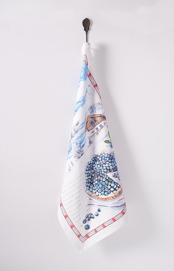 Maison d' Hermine Kitchen Towels Set of 3 100% Cotton 27.50" x 20" Reusable Cloth Tea Dish Towels Absorbent with Hanging Loop for Kitchen, Home, Dining, Cocktail Parties Spring/Summer (Mulhouse)