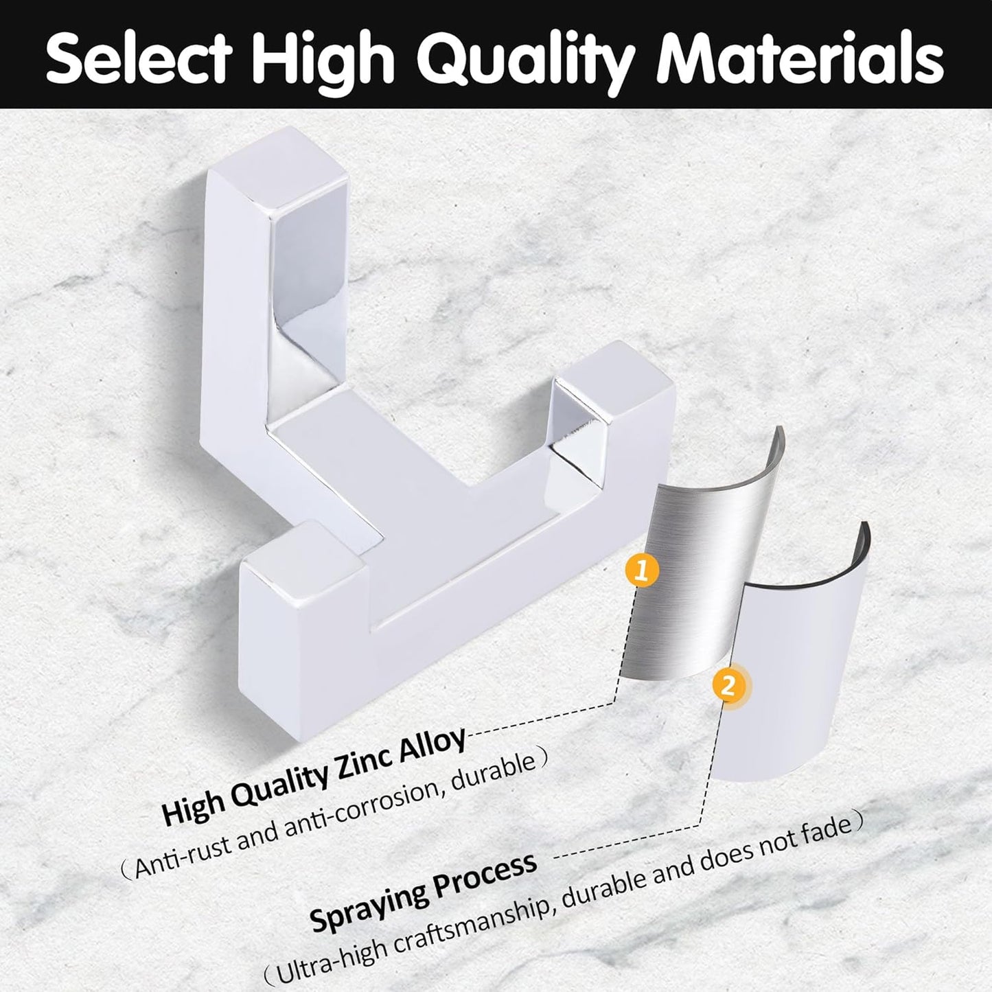 5 Pack Heavy Duty Coat Hook Wall Mount with Screw Retro Double Coat Hook Utility Hook for Coats, Scarves, Bags, Towels, Keys, Hats, Mugs (Chrome)