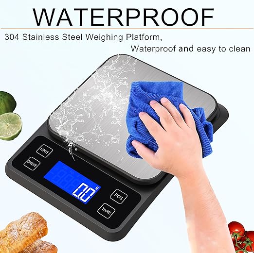 Rechargeable Digital Kitchen Scale, 11lb/0.1g High Precision Food Scale,7 Units Digital Grams and Ounces for Weight Loss, Baking, Cooking and Meal Prep with Backlit LCD and Tare Function