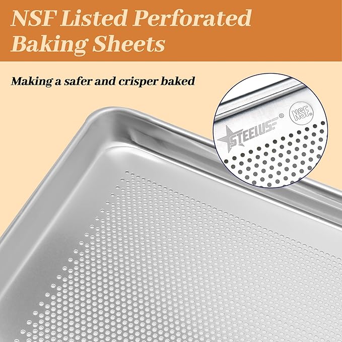 12 Pack Half Size Baking Sheet Pans Perforated, Aluminum Commercial Cookie Sheets Non-Stick, 18"x13"