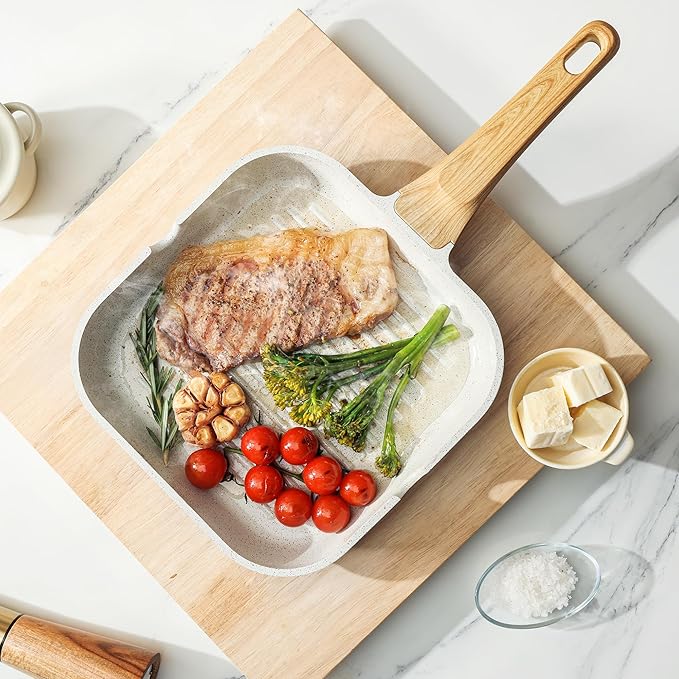 SENSARTE Nonstick Ceramic Cookware Set 23-Piece, Healthy Pots and Pans Set, Non-toxic Kitchen Cooking Set with Stay-Cool Handles, Silicone Utensils and Pot Protectors, PFAS & PFOA Free