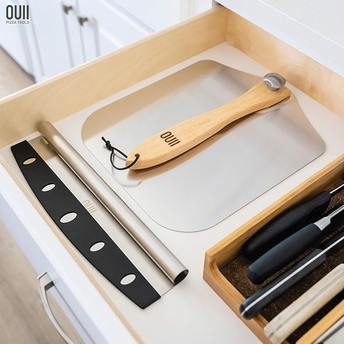 Aluminum Pizza Peel Metal - 12 x 14 Inch. Pizza Spatula for Oven with Foldable Wood Handle. Pizza Oven Accessories Tools. Turning Peel, Bread, Pastry, Dough, Cake Spatula