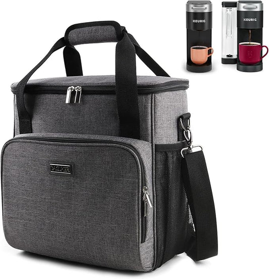 BAGLHER Coffee Maker Travel Bag Compatible with Keurig K-Slim, Keurig K-Supreme or Other Accessories, Portable Coffee Maker Case with Shoulder Strap for Travel, Grey
