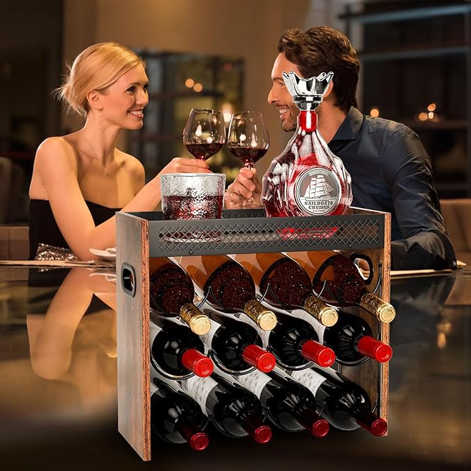 KLM 2-Tier Wine Rack, can Hold 8 Bottles.Suitable for Home Kitchens, Restaurants, Food Pantries, cabinets, and Bars.