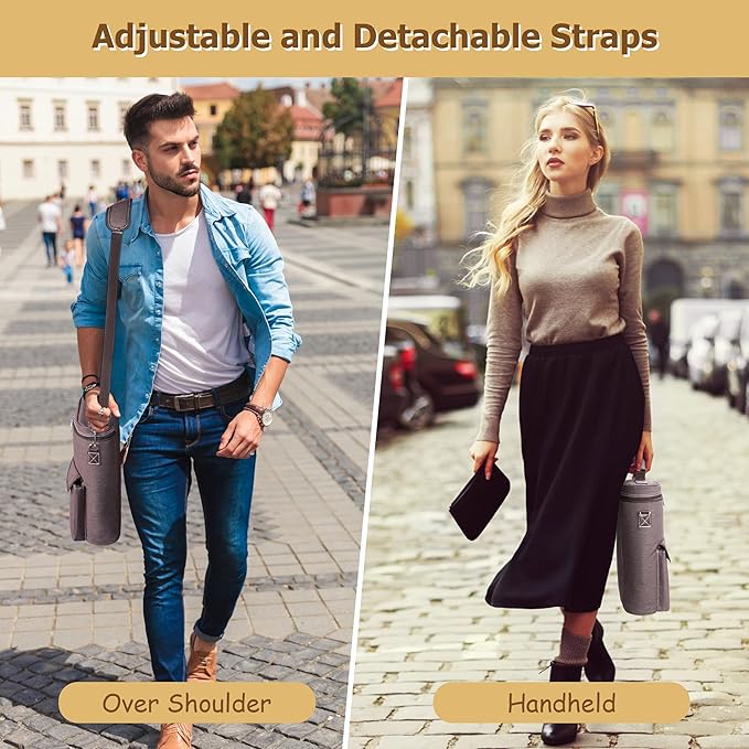 Tirrinia 2 Bottle Wine Gift Tote Carrier - Leakproof & Insulated with Large Pockets Wine Cooler Bag for Travel, Tasting, Party, Dinner, Valentine's Day Gift