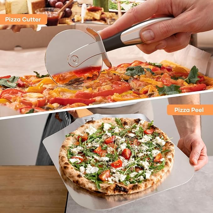 2025 Upgraded Pizza Oven – 6 Programs, 1700W, Max 840°F, Suitable for 32cm Pizzas, 5-in-1 multifunction: Pizza, Bake, Proof, Broil, and Warm – includes pizza stone and pizza peel