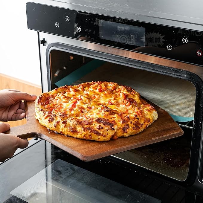 Pizza Peel 12 Inch, Acacia Wood Pizza Peel Pizza Paddle for Large Wood Pizza Board For Serving, Wood Pizza Cutting Board for Cheese Bread Fruit Vegetable