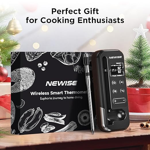 Bluetooth Meat Thermometer with Smart APP, 800FT Wireless Range & LCD Base, Rechargeable Probe, Digital Food Thermometer for BBQ, Grill, Chefs, Air Fryer, Gifts for Men Dad