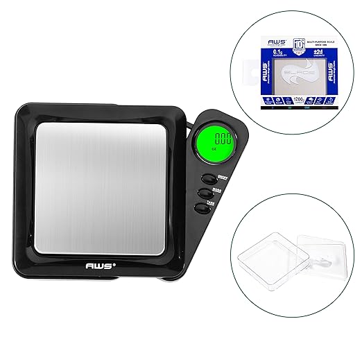 American Weigh Scales Digital Pocket Scale 1200g x 0.1g | Precision Mini Scale 0.1g Accuracy, Pocket Gram Scale for Kitchen, Lab, Gold, Gems & Coin Scale, Smart Digital Scale with Tare Function
