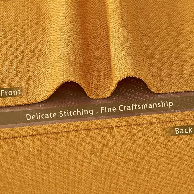 BALCONY & FALCON Placemats Set of 6 Faux Linen Cloth Place Mats Washable Waterproof Wrinkle Resistant Table Placemats for Dining Kitchen Farmhouse Indoor & Outdoor Use(Golden, 13.8”x 17.7”