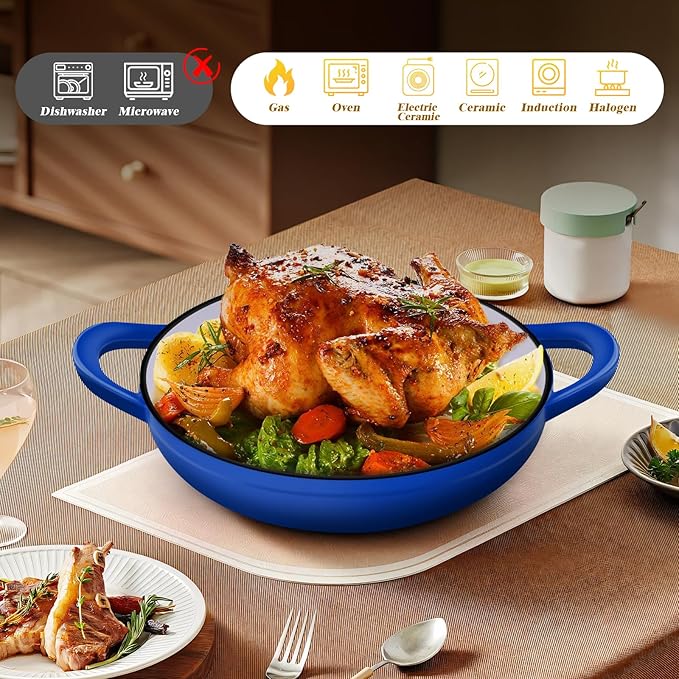 Dutch Oven Bread Baking Pot with Lid 6QT Enameled Cast Iron Oven, Gradient Blue Design & Sourdough Kit (Silicone Sling) for Artisan Bread Making