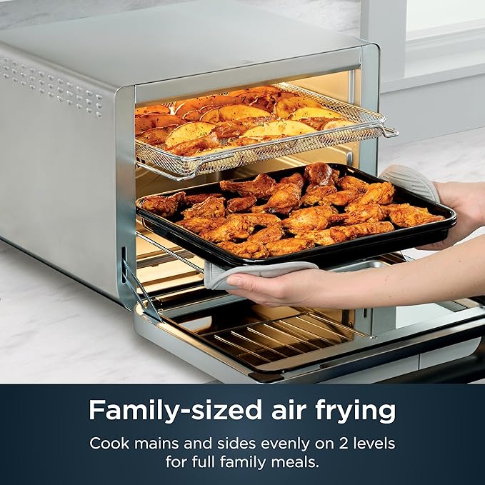 Ninja Air Fryer & Toaster Oven | Prestige Smart XL Countertop Oven | Bakes up to 20 Cookies, Fits up to a 12lb Turkey | Pizza, Toast, Bake, Air Fry & Reheat | 1800 Watts | Stainless Steel | DT501