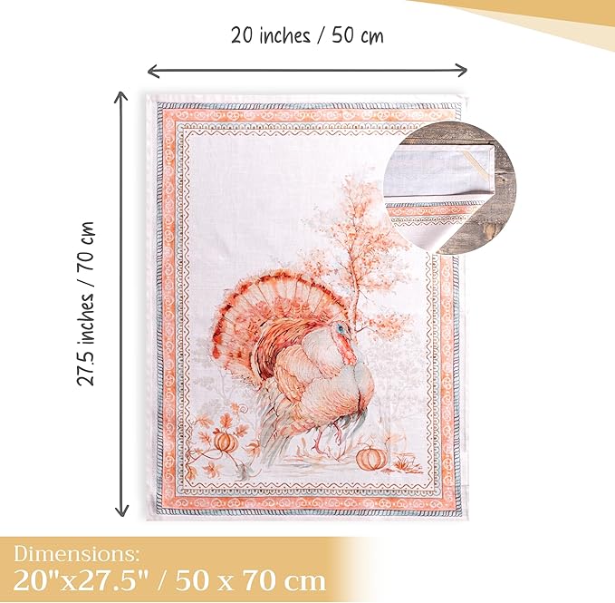 Maison d' Hermine Kitchen Towels Set of 3 100% Cotton 20" x 27.5" Reusable Cloth Tea Dish Towels Absorbent with Hanging Loop for Kitchen Dining Thanksgiving Christmas Decorations (Giving Thanks)