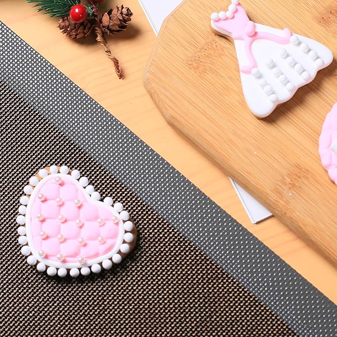 AMYONE Perforated Silicone Baking Mats, 2 PCS Gray Mesh Baking Mats for Half Sheet, Non-Stick Reusable Eclair Oven Liners for Homemade Bread/Pizza/Sugar Cookie 11 5/8" x 16 1/2", Deep Space Grey