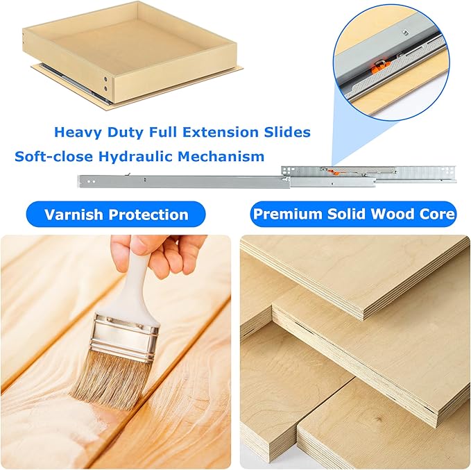 WelFurGeer Soft Close Pull Out Cabinet Organizer, 20" W x 22" D Cabinet Roll Out Drawers, Smooth Slide-Out Shelves for Kitchen Cabinets, Durable Pullout Drawers for Home & Kitchen Organization