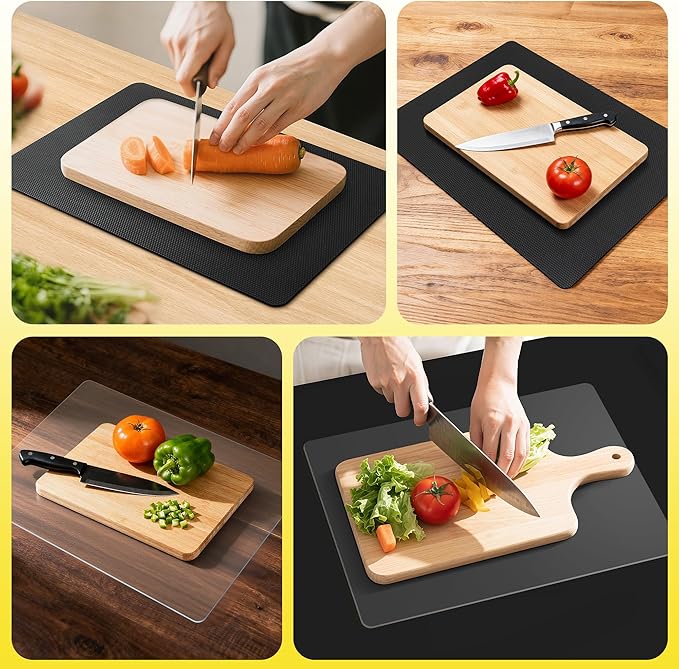 Upgraded 10” x 15” Non-Adhesive Non-Slip Cutting Board Mat, Multi-Purpose Non-Slip Pad for Chefs & Home Cooks, Safety Grip Mat Under Kitchen Cutting Boards, Drawer Liners (Black, 1 Pack)