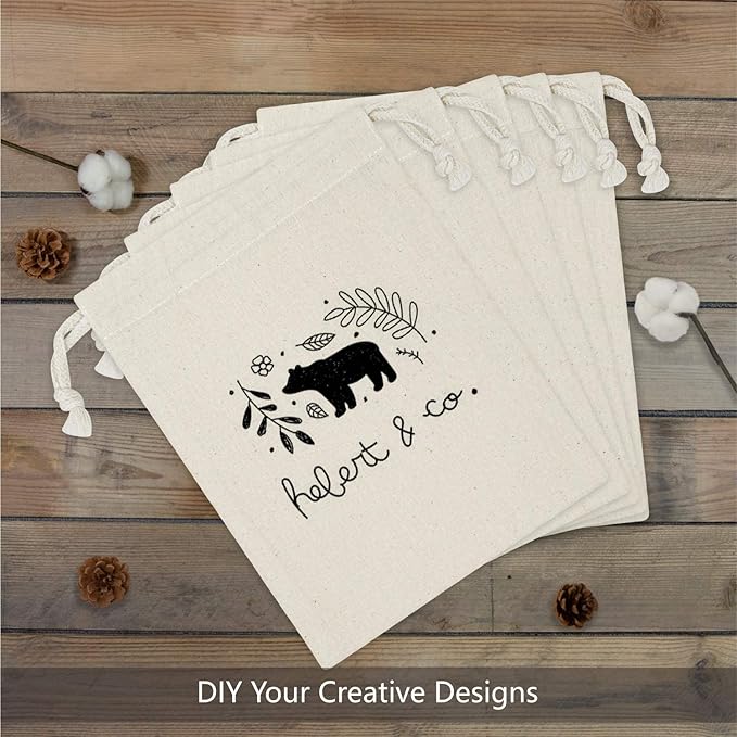 TOPDesign 12-Pack 6” x 8” Reusable Produce Bags, Muslin Bags with Drawstrings for Shopping & Storage, 100% Natural Cotton Bags, Washable, Biodegradable, Food Safe