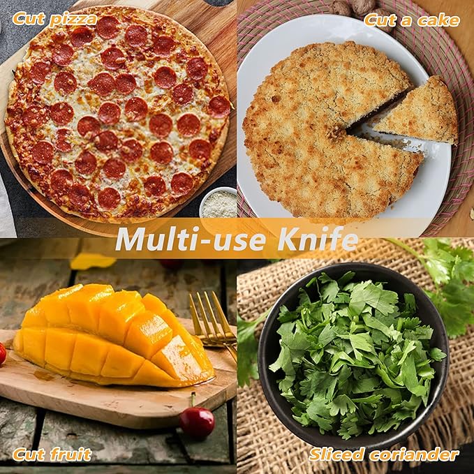 MS WGO Pizza Cutter Rocker Knife Pizza Slicer Kitchen Tools, Stainless Steel Large Pizza Cutter Wheel With Plastic Cover Baking Tools Accessories,Dishwasher Safe