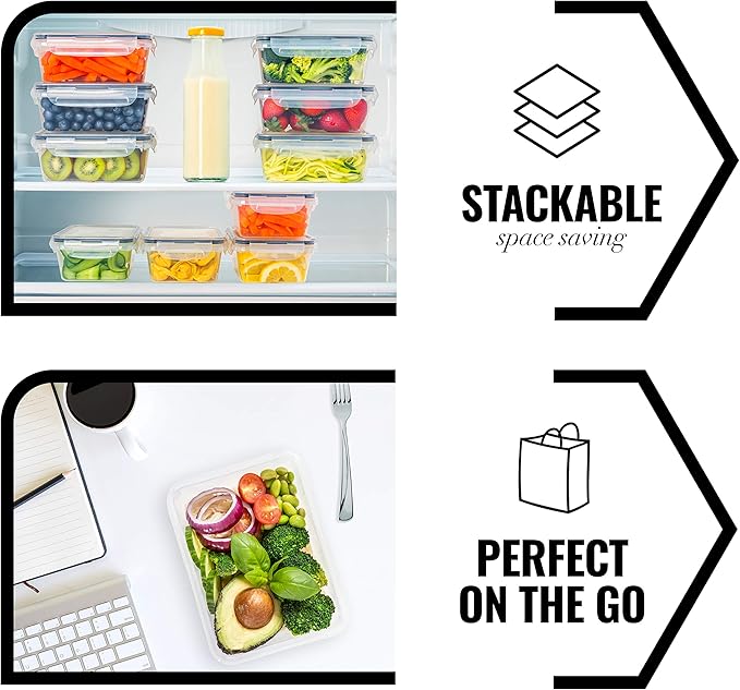 fullstar 20-Piece Plastic Food Storage Containers with Lids (10 Containers & 10 Lids) - Leakproof, BPA-Free, Meal Prep Containers, Reusable Lunch Storage Set for Kitchen Organization (Pack of 20)