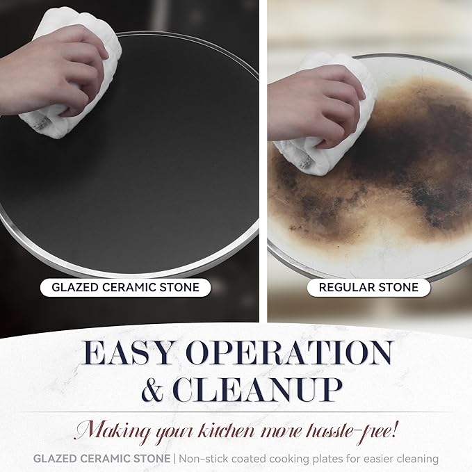 Baker’s Friend Electric Pizza Oven Indoor Countertop, 12 Inch Pizza Maker Machine for Home, Pizza Cooker & Pizza Grill, Premium Glazed Ceramic Stone Pizza Oven, Chilli Red