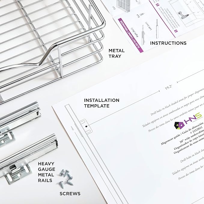 HOLDN’ STORAGE Pull Out Cabinet Organizer, Individual Sliding Drawers - Heavy Duty Metal with Lifetime Limited Warranty - Anti Rust Chrome Finish (Single Tier, 20" W)