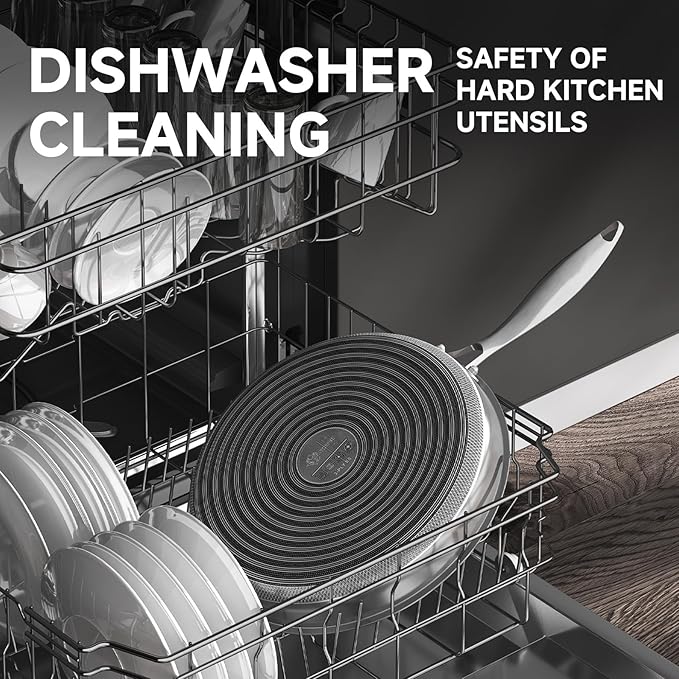 LOLYKITCH 12 In Nonstick Frying Pan Skillet with Lid, Ceramic Coating, Tri-ply Stainless Steel, Induction Compatible, PFOA-free, Oven Safe to 600°F, Dishwasher-safe, Detachable Handle