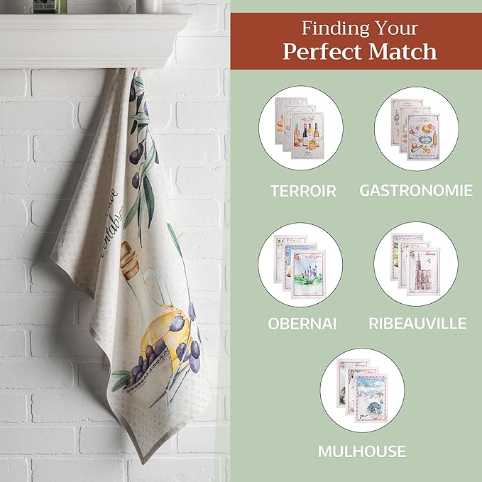 Maison d' Hermine Kitchen Towels Set of 3 100% Cotton 27.50" x 20" Reusable Cloth Tea Dish Towels Absorbent with Hanging Loop for Kitchen, Home, Dining, Cocktail Parties Spring/Summer (Fanny)