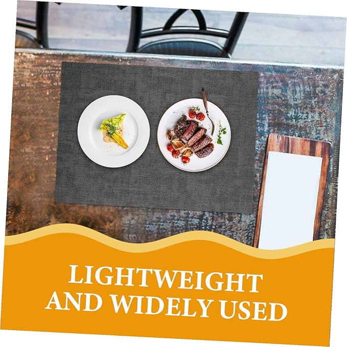 Angoily 2pcs Reversible Faux Leather Placemats Non-Slip Heat Resistant Dining Table Mats with Fabric Texture Spillproof Protection for Indoor Outdoor Kitchen Use