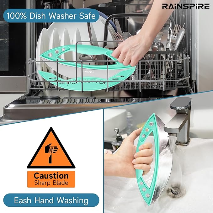 Rainspire 12" Pizza Cutter Rocker Blade Stainless Steel Pizza Rocker with Cover Sharp Blade Pizza Knife Dishwasher Safe Kitchen Gadgets Home Essentials, Mint Green