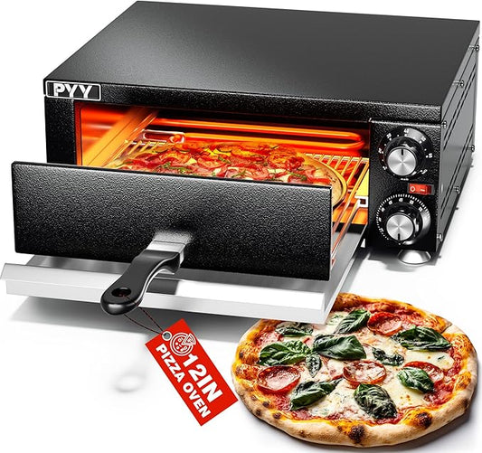 PYY Electric Pizza Oven Indoor Countertop Pizza Oven Commercial Pizza Maker Machine for Home with Timer Stainless Steel Pizza Cooker