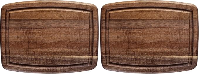 TB Home Acacia Wood Cutting Board with Juice Groove, Small Wooden Cutting Board for Kitchen, 8" x 6" x 5/8" (Pack of 2)