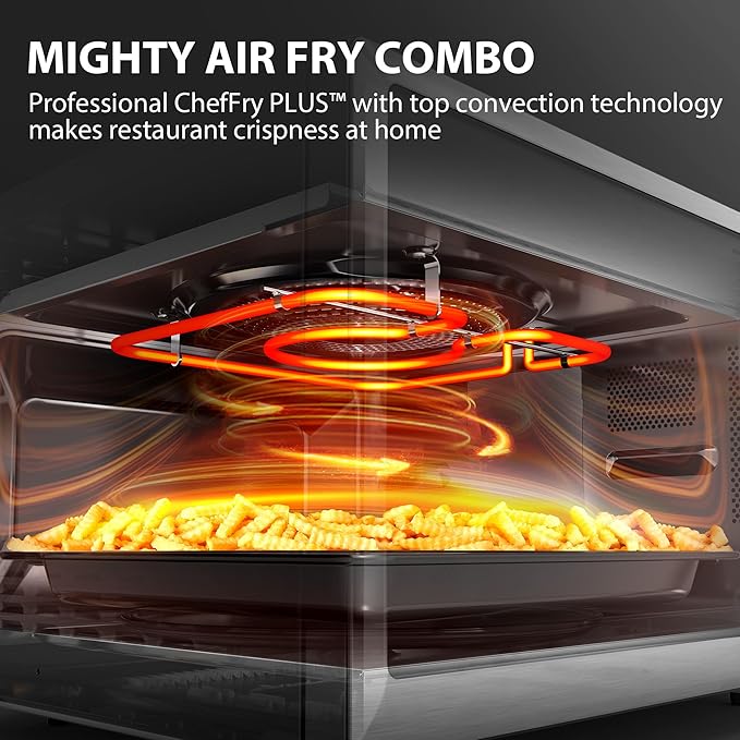 TOSHIBA OptiChef Air Fryer Combo Countertop Microwave Oven with 2.4-Inch Color Screen, Origin Inverter Technology, Smart Sensor, Compatible with Alexa, 1100W, 1.3 Cu.Ft, Silver ML2-STC13SAIT(SS)