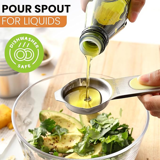 Spring Chef Magnetic Stainless Steel Measuring Cups, Patented, Kitchen Tools with Easy to Read Markings for Measuring Dry or Liquid Ingredients, Set of 7, Pastel