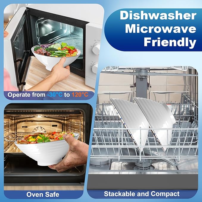 8-Inch Large Ceramic Ramen Bowl Set of 2 (9 Piece) - Microwave & Dishwasher Safe Porcelain Japanese Salad Noodles Cereal Fruit Pasta Soup Bowls with Recipes Chopsticks Forks Spoons for Men Women Gift