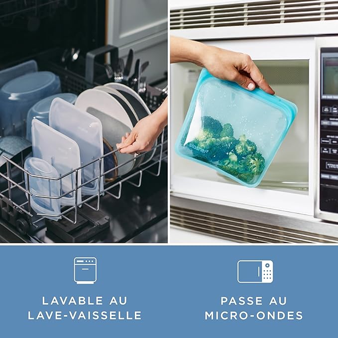 Stasher Premium Silicone Reusable Food Storage Bowl, Clear, Microwave, Sous Vide, Dishwasher, Oven and Freezer Safe, BPA Free, Leak-free, Eco-friendly, 1-Cup Bowl