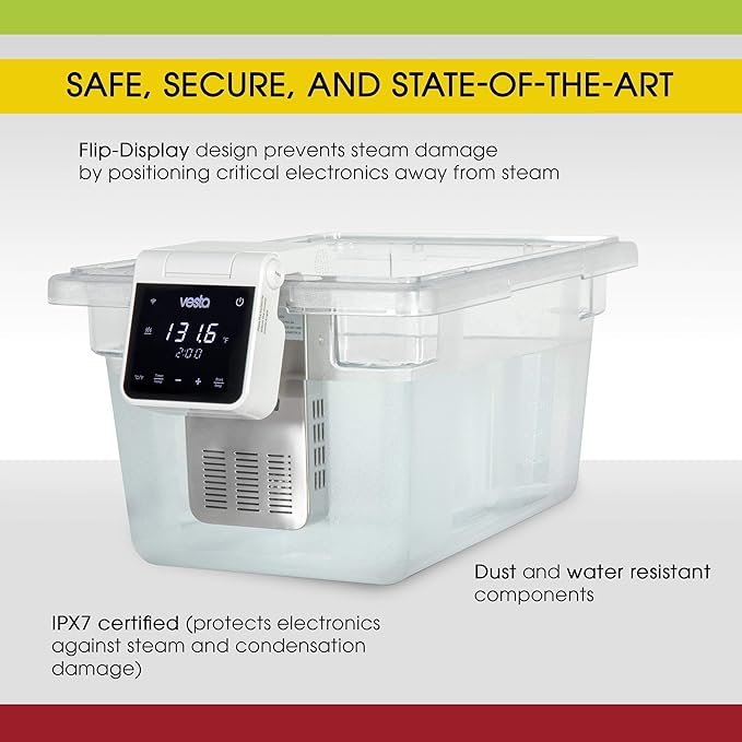 Imersa Elite Sous Vide Cooker with Unique Folding Design | Powerful Pump Immersion Circulator | App Enabled with Big Display | by Vesta Precision