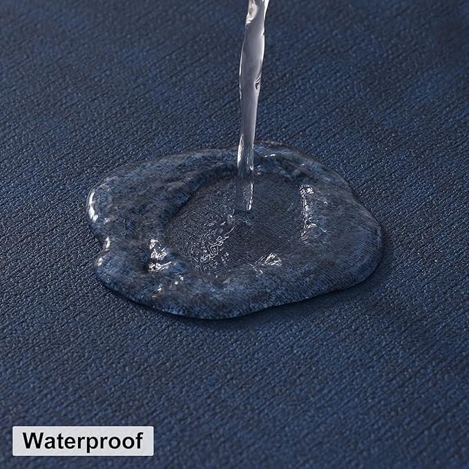 homing Round Faux Leather Placemat and Coaster 8 Packs, Washable Heat Resistant Dining Place Mats, Wipeable Double-Sided Table Mats for Indoor and Outdoor, Diameter 13 and 3.93 inch, Navy