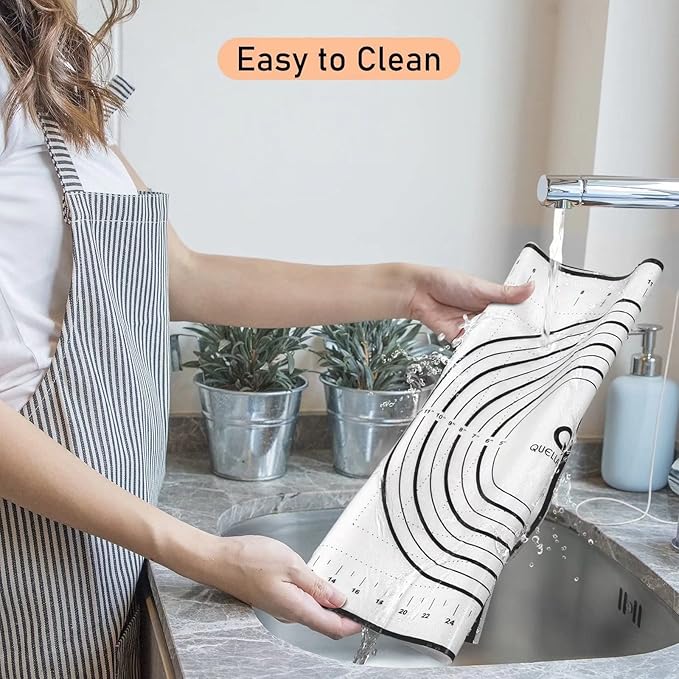 Silicone Baking Mat Extra Large, Pastry Mat with Measurement, Kitchen Counter Mat for Pie Crust, Pizza and Cookies - BPA Free Oven Liner/Kneading Matts,16" x 24", Black